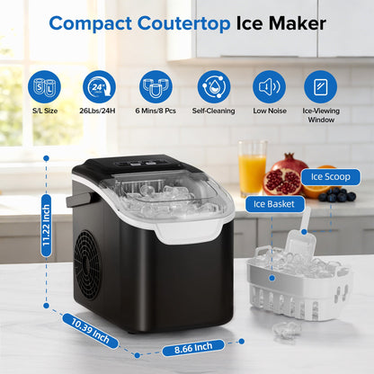 Big Sales Portable Ice Machine with Self-Cleaning for Home 8 Ice Cubes in 6 Mins