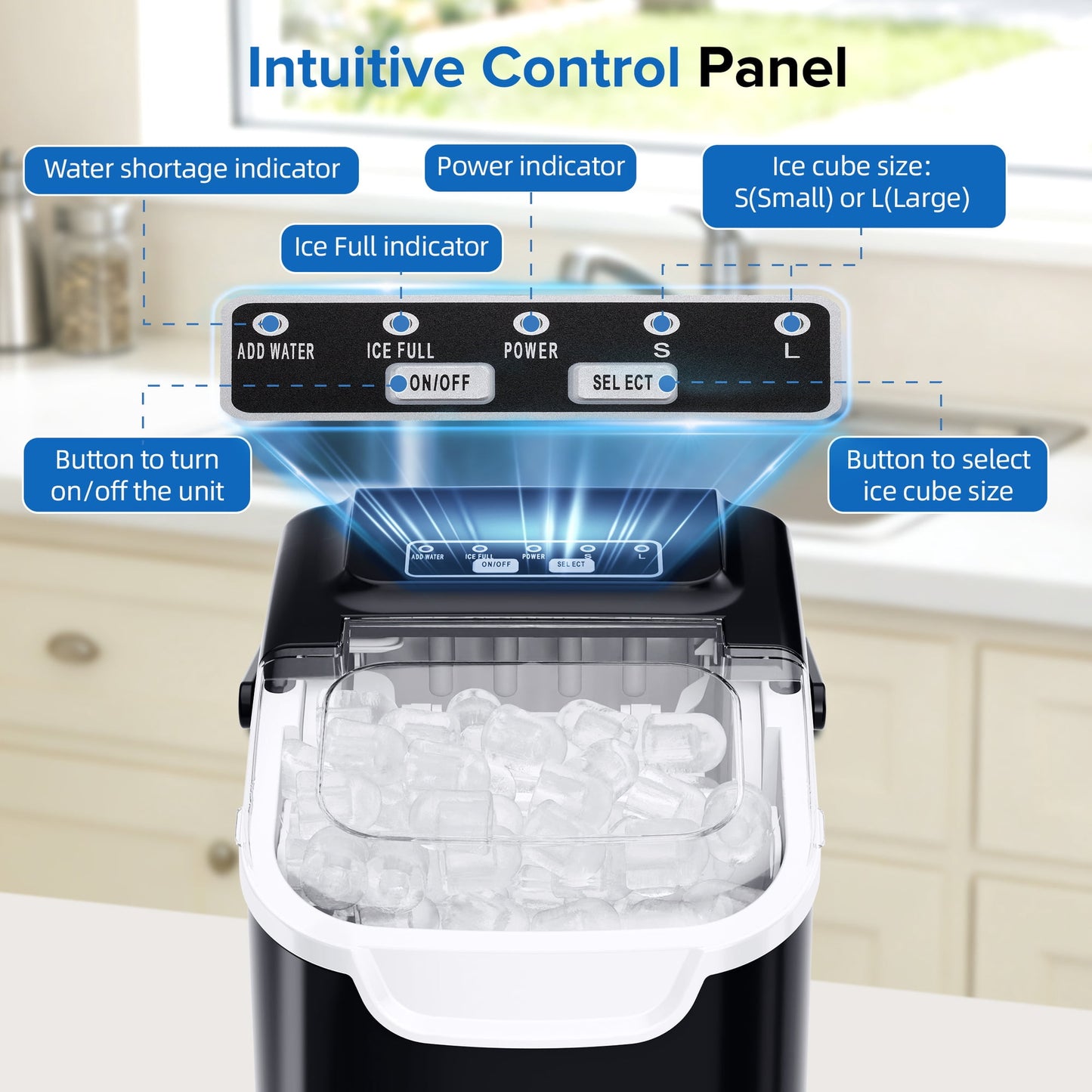 Big Sales Portable Ice Machine with Self-Cleaning for Home 8 Ice Cubes in 6 Mins