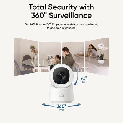 Eufy Solo Indoor-Cam Wired 2K Surveillance, 24/7 Recording, AI Human Detection