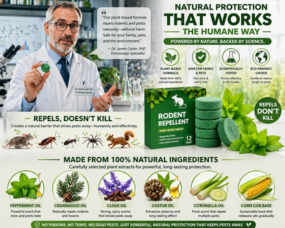 💥LAST DAY SALE 50%OFF💥🟢 Natural Peppermint Rodent Repellent Tablets – 12 Pack